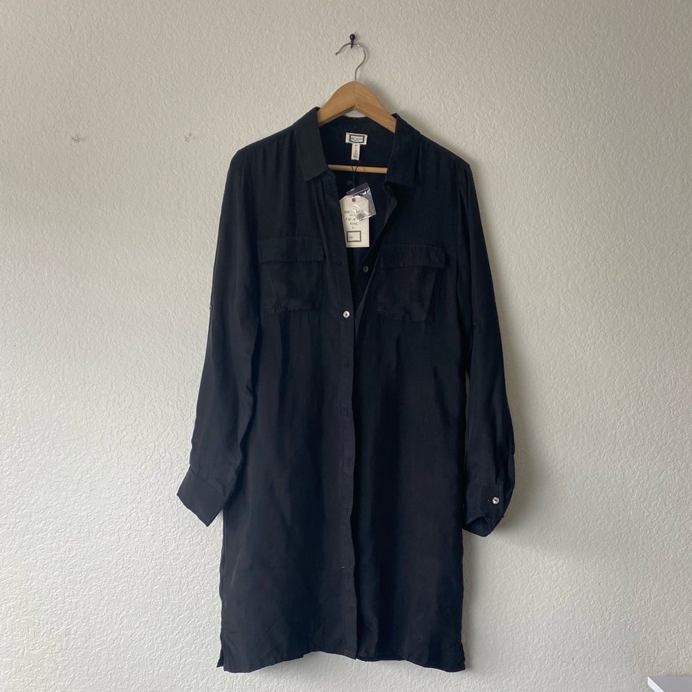 mo:vint black button down long sleeve dress size large